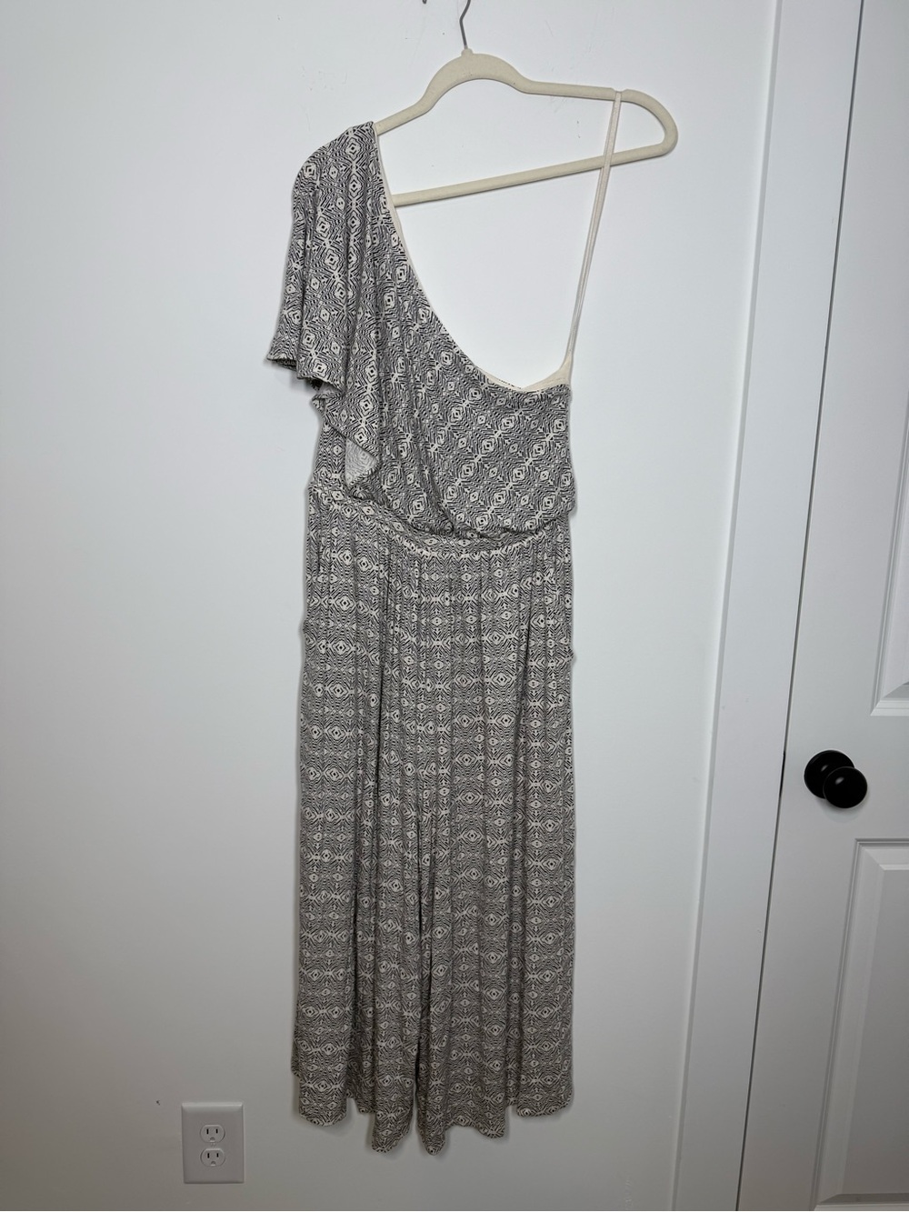 Maeve Anthropologie One Shoulder Geometric Print Wide Leg Jumpsuit – XS